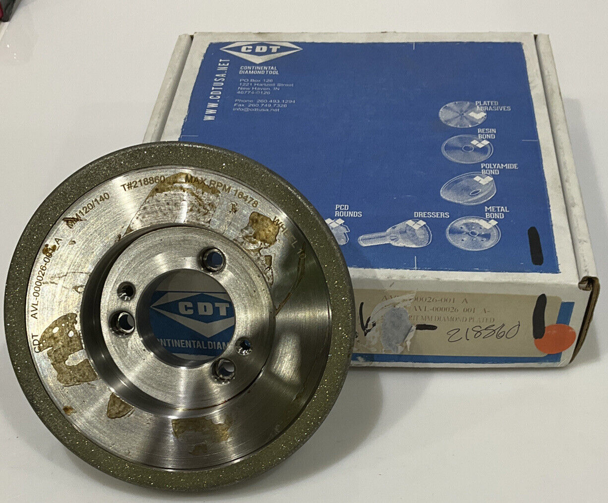CONTINENTAL DIAMOND TOOL 218860 120/14 0 GRIT 5.795” DIAMETER GRINDING WHEEL