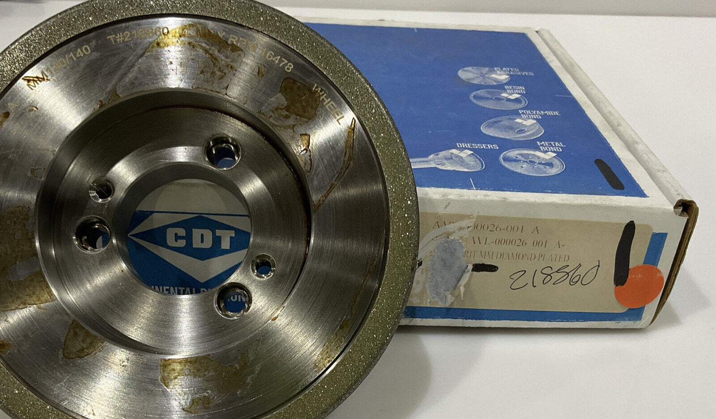 CONTINENTAL DIAMOND TOOL 218860 120/14 0 GRIT 5.795” DIAMETER GRINDING WHEEL
