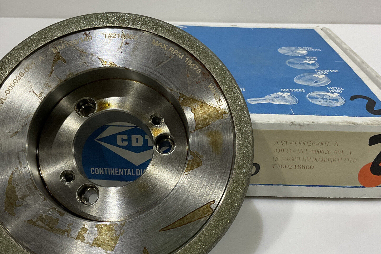 CONTINENTAL DIAMOND TOOL 218860 120/14 0 GRIT 5.795” DIAMETER GRINDING WHEEL