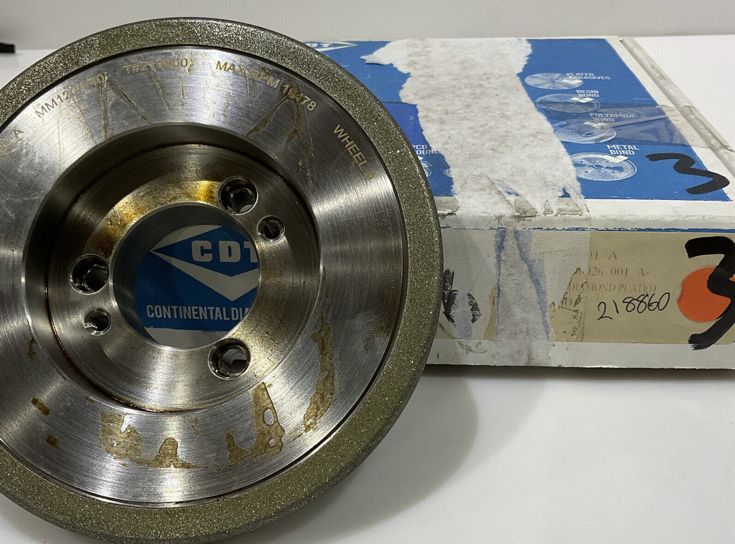 CONTINENTAL DIAMOND TOOL 218860 120/14 0 GRIT 5.795” DIAMETER GRINDING WHEEL