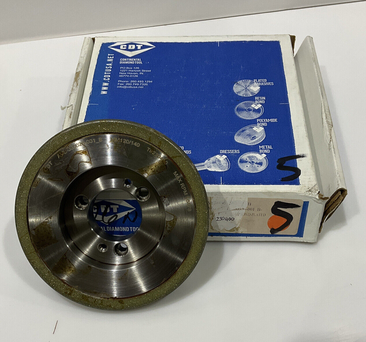CONTINENTAL DIAMOND TOOL 230400 120/140 GRIT 5.795” DIAMETER GRINDING WHEEL