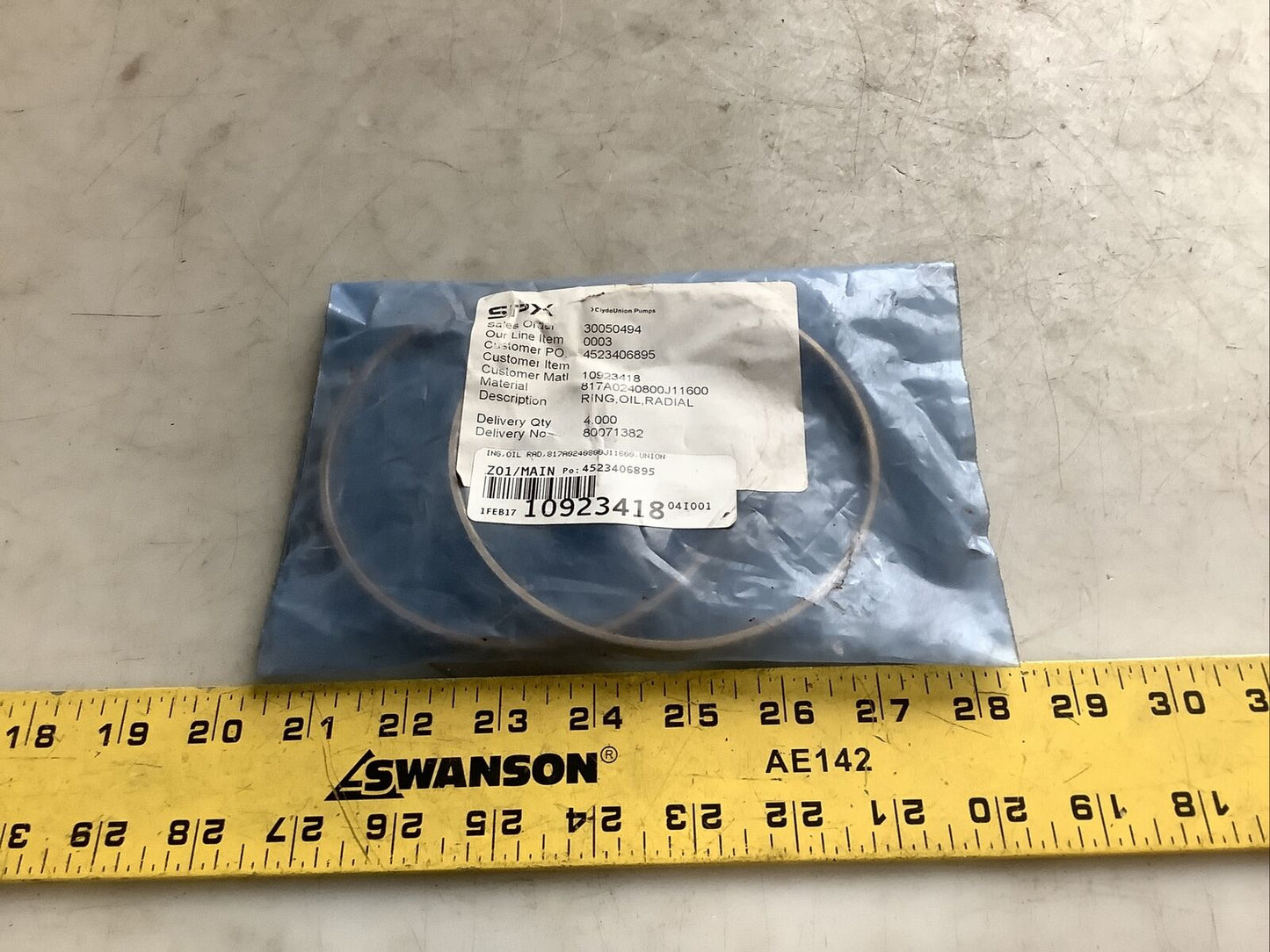 SPX CLYDE UNION PUMPS 817A0240800J11600 RADIAL OIL RING 678 - QTY 2