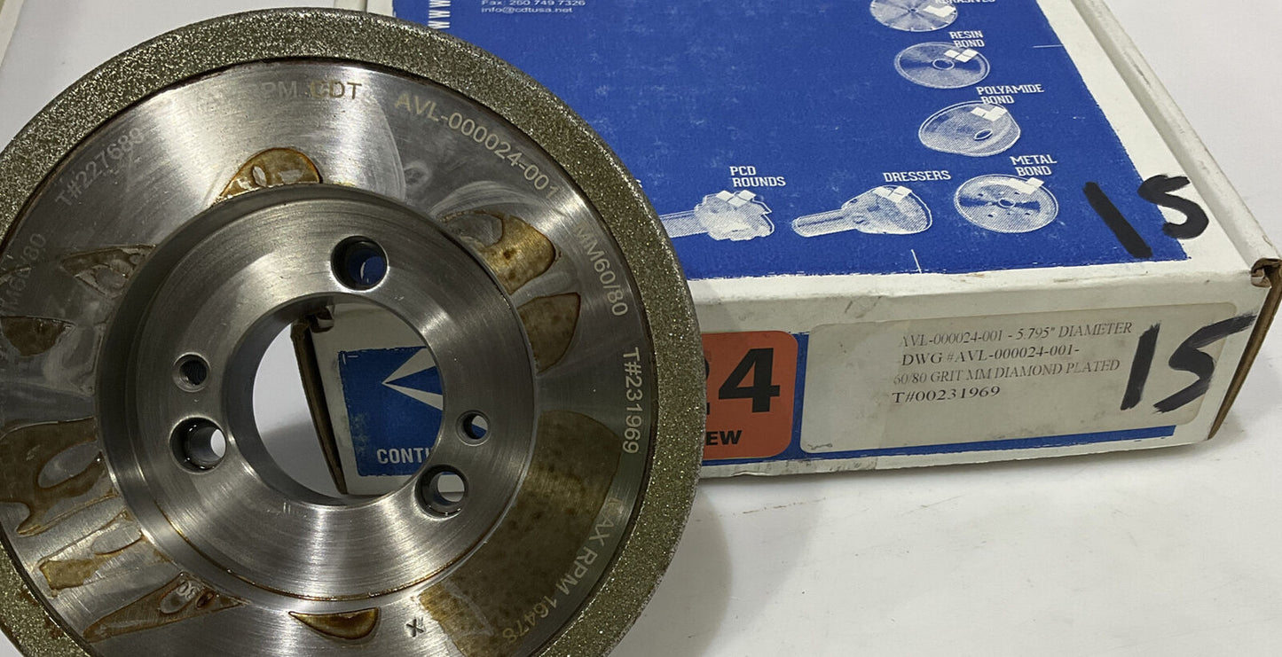 CONTINENTAL DIAMOND TOOL 231969 60/80 GRIT 5.794” DIAMETER GRINDING WHEEL