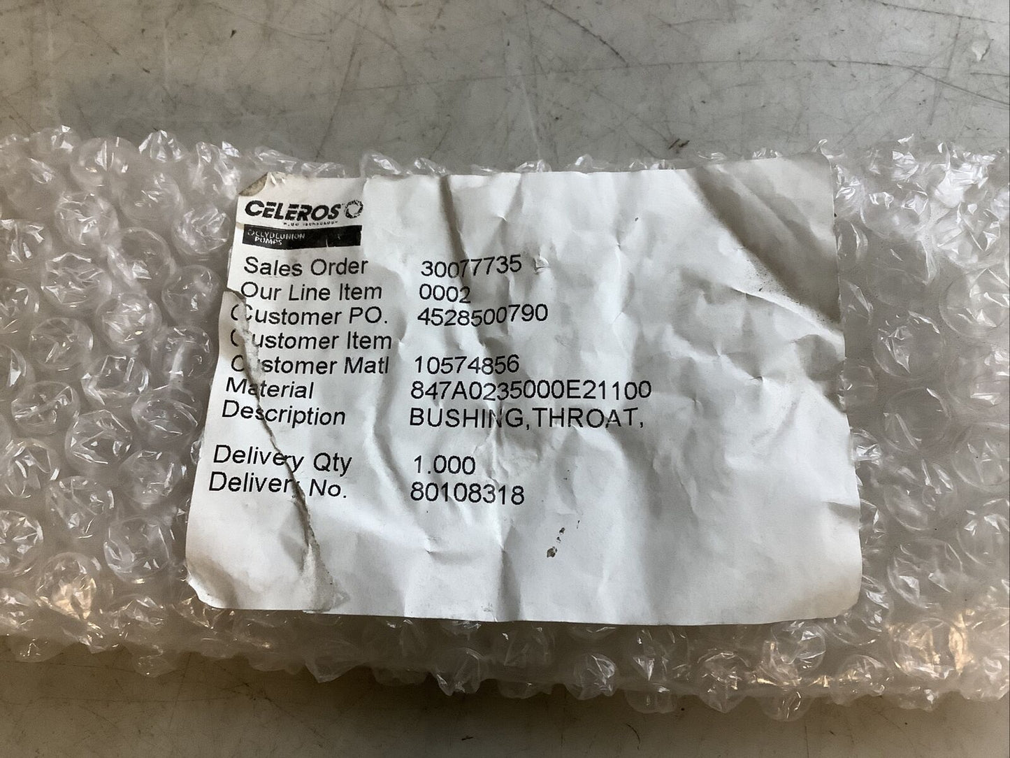 CELEROS 847A0235000E21100 THROAT BUSHING 678
