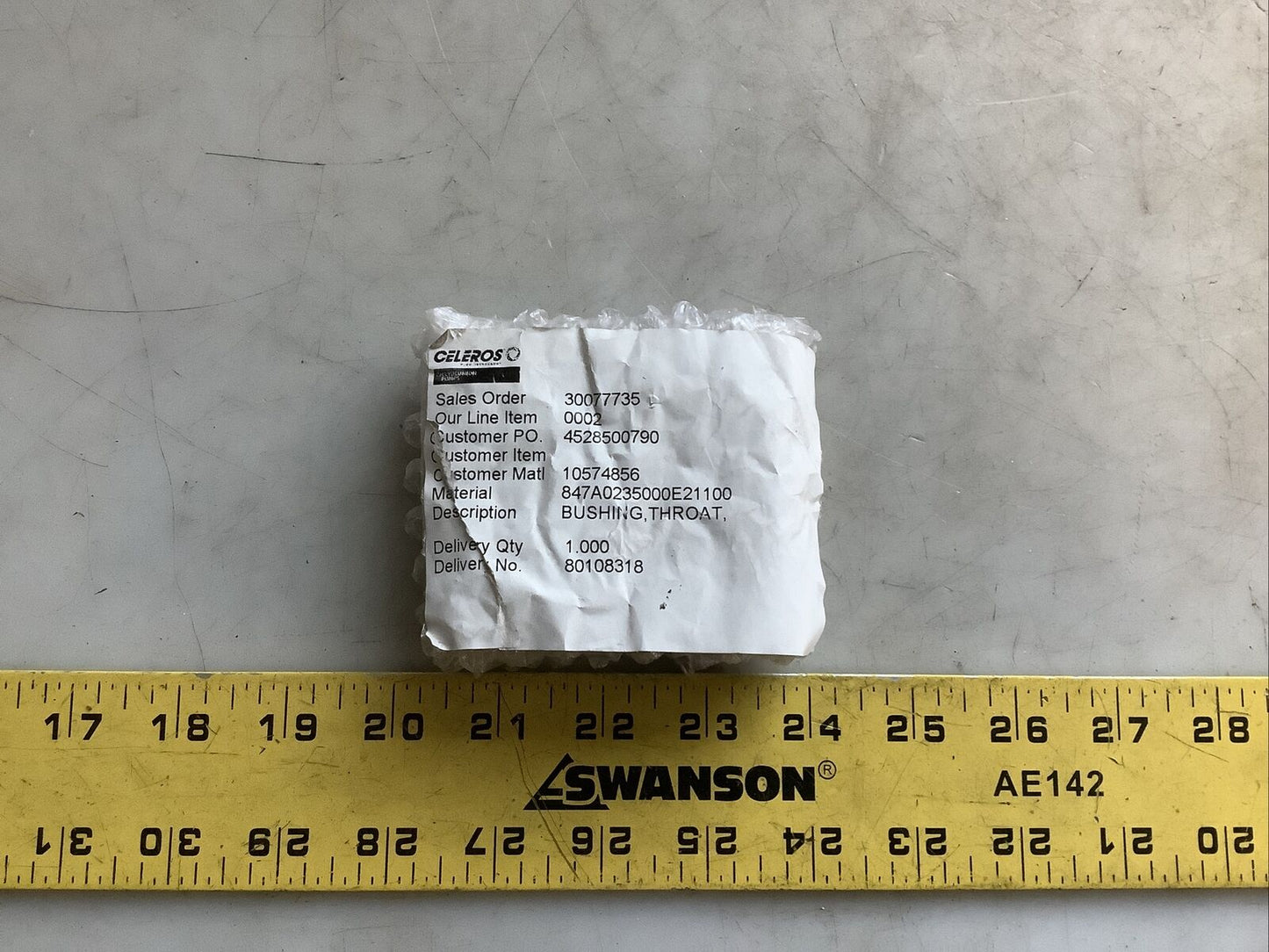 CELEROS 847A0235000E21100 THROAT BUSHING 678