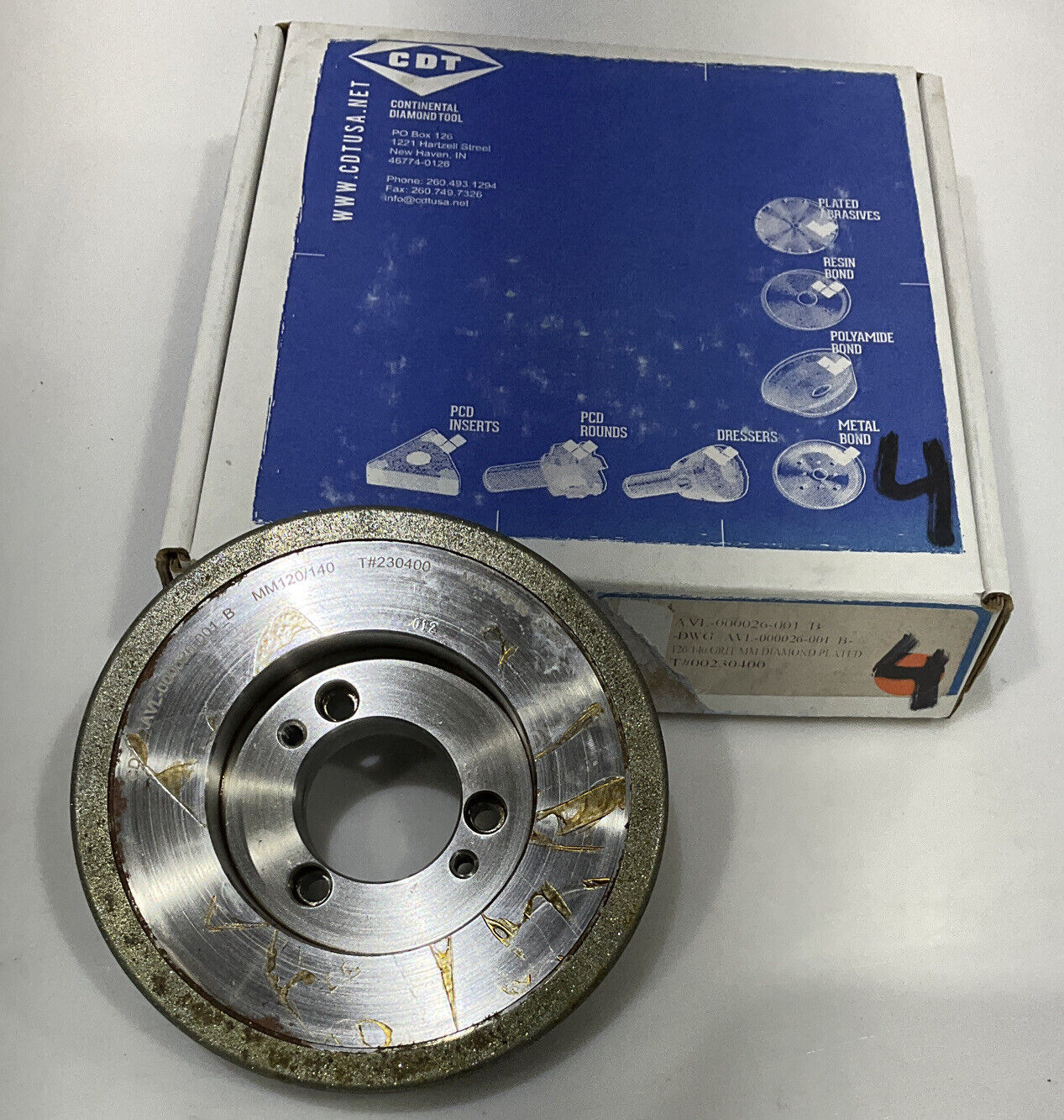 CONTINENTAL DIAMOND TOOL 230400 120/140 GRIT 5.795” DIAMETER GRINDING WHEEL