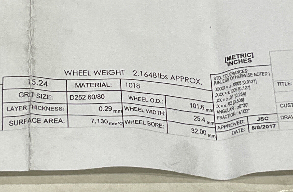NORTON PT2768 GRIT 60/80 4.00” DIAMETER 1.26” BORE .571” GRINDING WHEEL