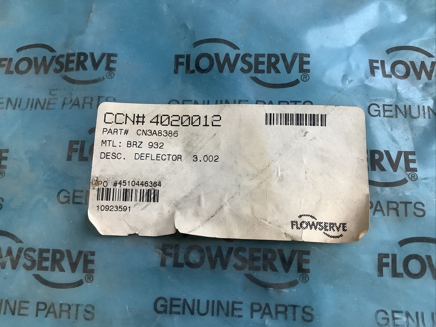 FLOWSERVE 4020012 CN3A8386 DEFLECTOR BRZ 932 3.002IN 678