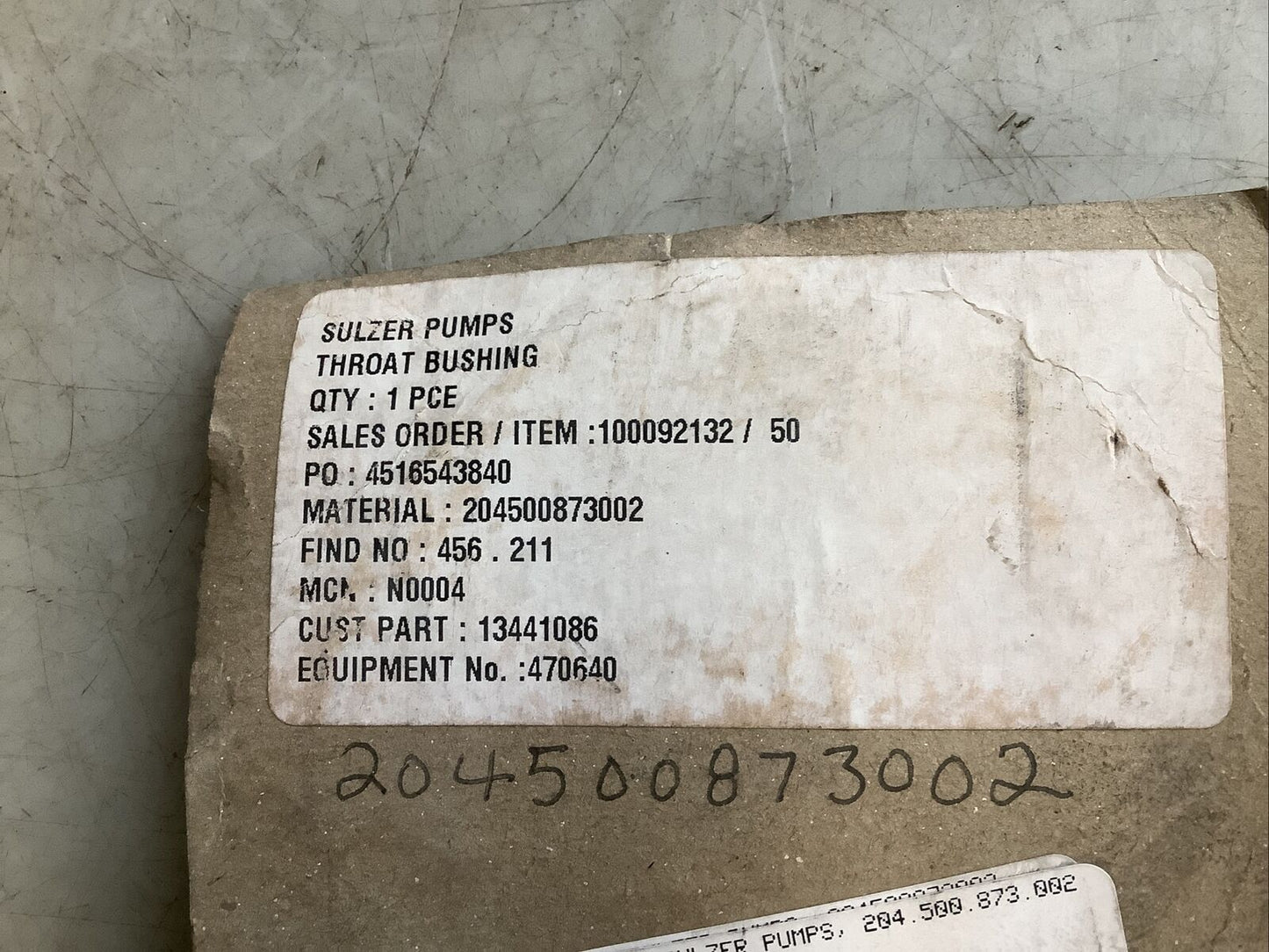 SULZER 204500873002 THROAT BUSHING 678