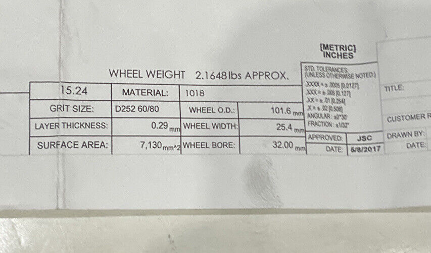 NORTON PT2768 GRIT 60/80 4” DIAMETER 1.26” BORE .571” GRINDING WHEEL