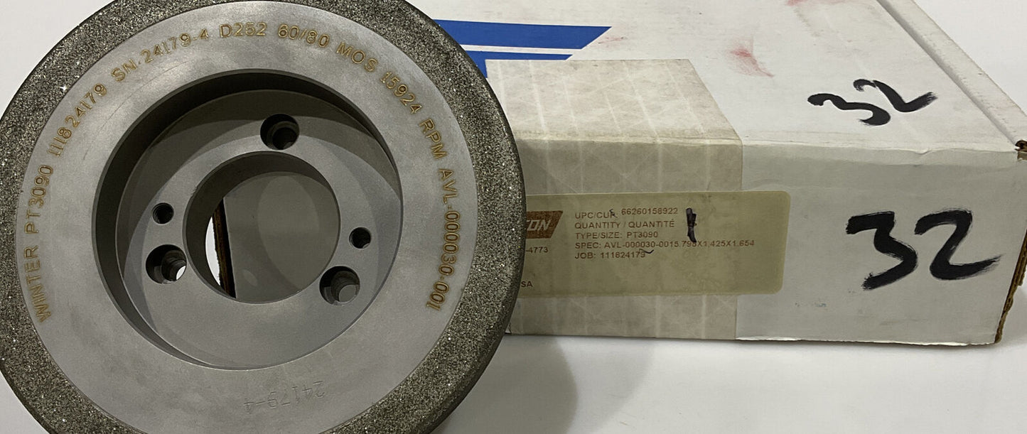 NORTON PT3090 GRIT 60/80 5.795” DIAMETER 1.654” BORE 1.00” GRINDING WHEEL