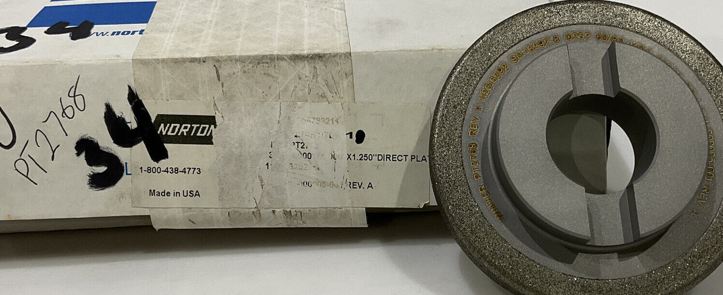 NORTON PT2768 GRIT 60/80 4.00” DIAMETER 1.26” BORE .571” GRINDING WHEEL