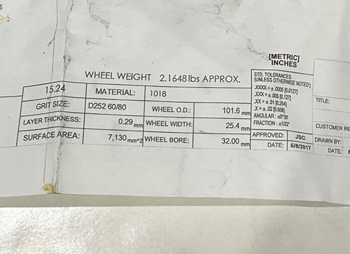 NORTON PT2768 GRIT 60/80 4.00” DIAMETER 1.26” BORE .571” GRINDING WHEEL