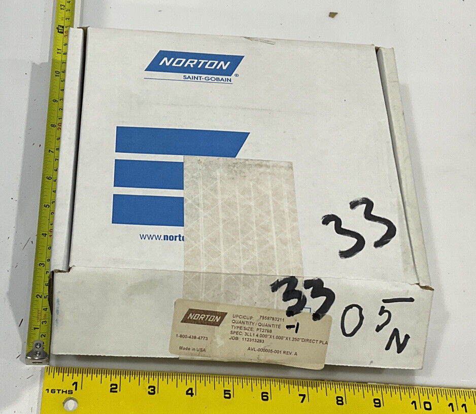 NORTON PT2768 GRIT 60/80 4.00” DIAMETER 1.26” BORE .571” GRINDING WHEEL