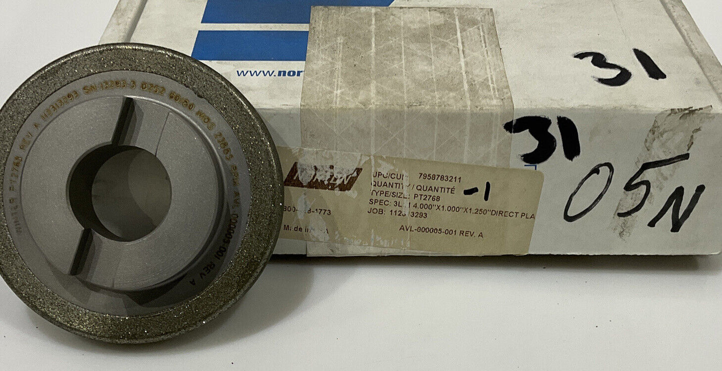 NORTON PT2768 GRIT 60/80 4.00” DIAMETER 1.26” BORE .571” GRINDING WHEEL