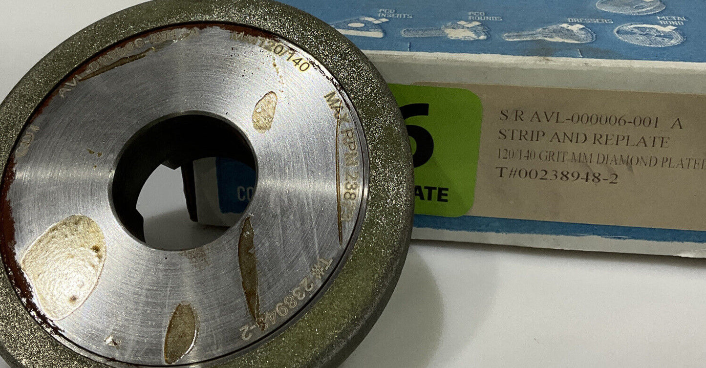 CONTINENTAL DIAMOND TOOL 238948-2 120/140 GRIT 4.00” OD REPLATE GRINDING WHEEL