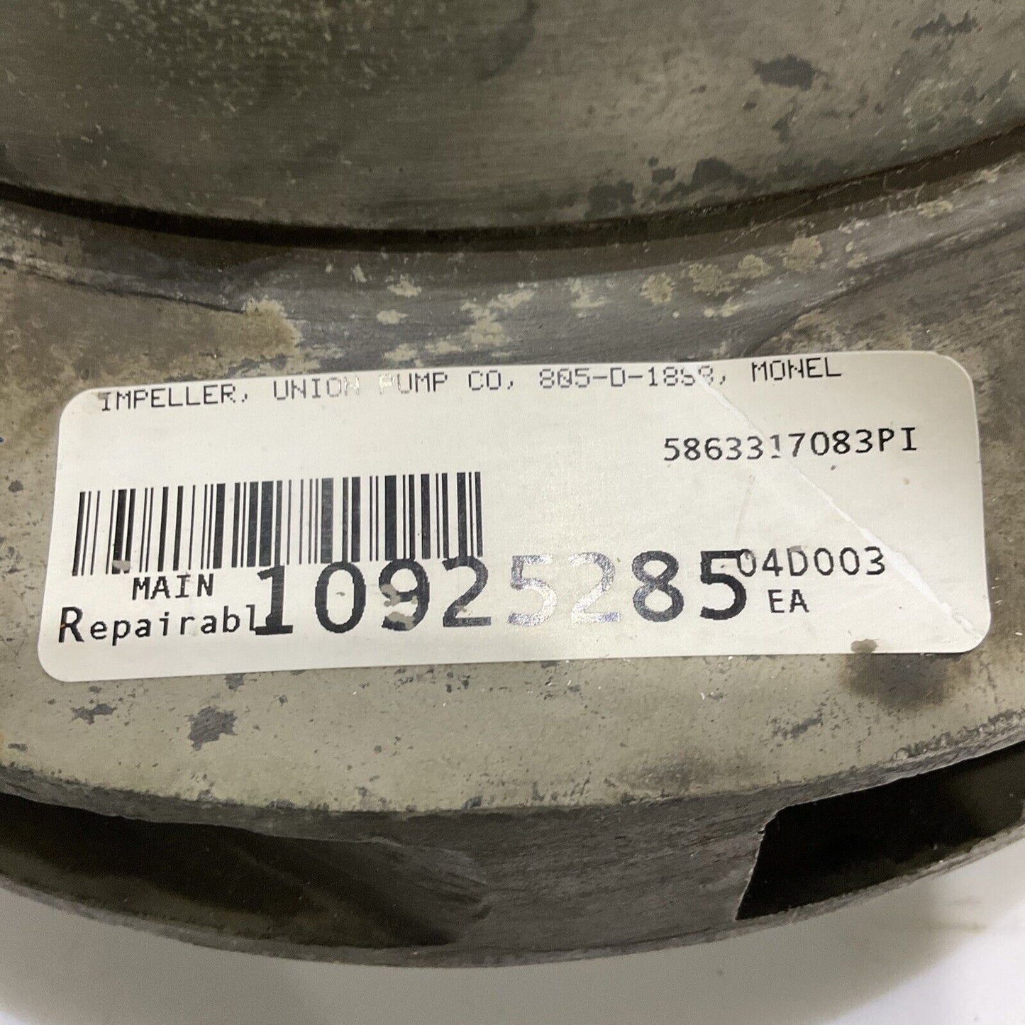 UNION PUMP MONEL 805-D-1898 IMPELLER 6-VANE 678