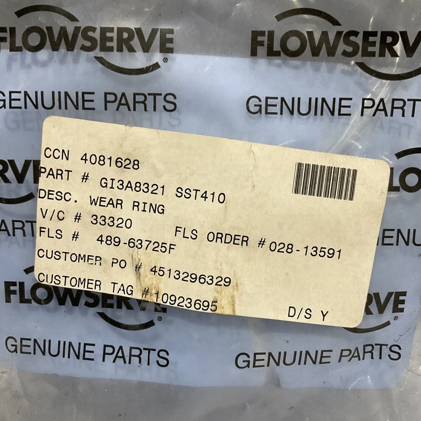 FLOWSERVE 3A8321 SST410 WEAR RING 678
