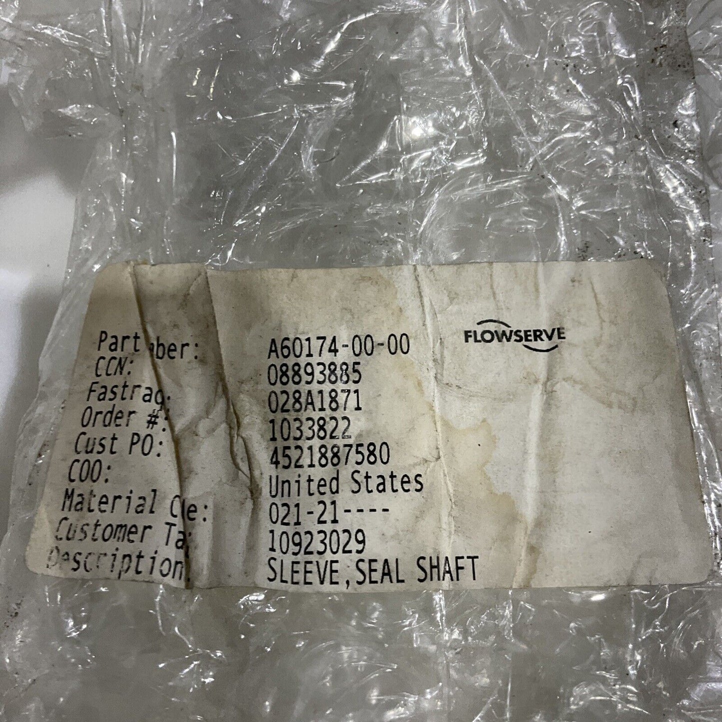FLOWSERVE A60174-00-00 SEAL SHAFT SLEEVE 678
