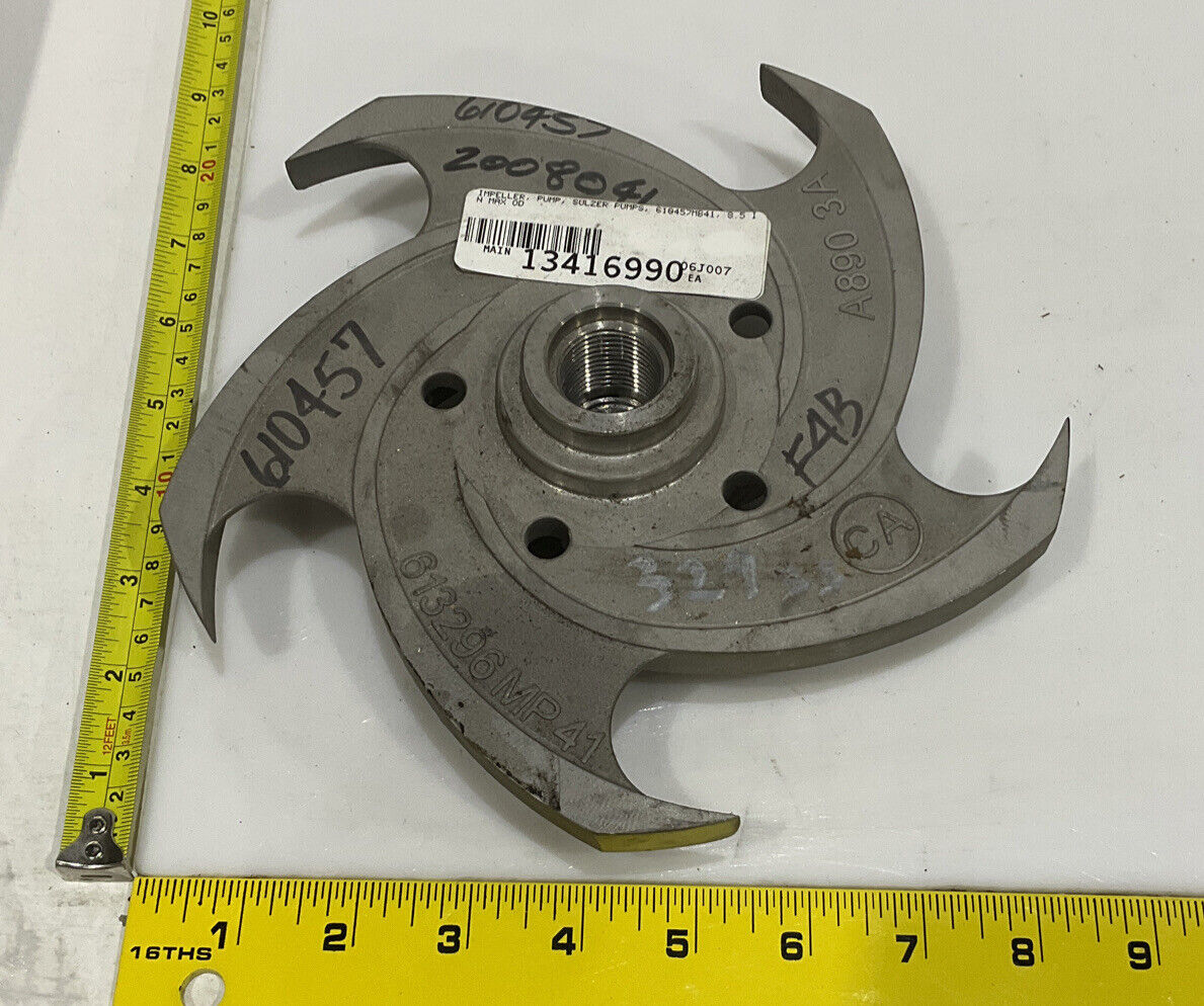 SULZER PUMP 613296MP41 IMPELLER PUMP A890 687 610457MB41