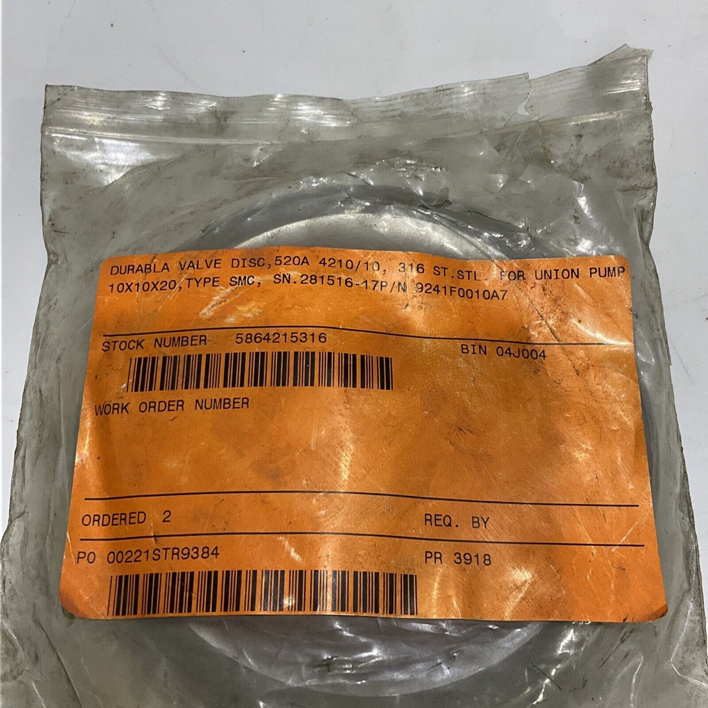 DURABLA 1102160600 9241F0010A7 VALVE DISC 520 A 6 IN OD 678 LOT OF 4