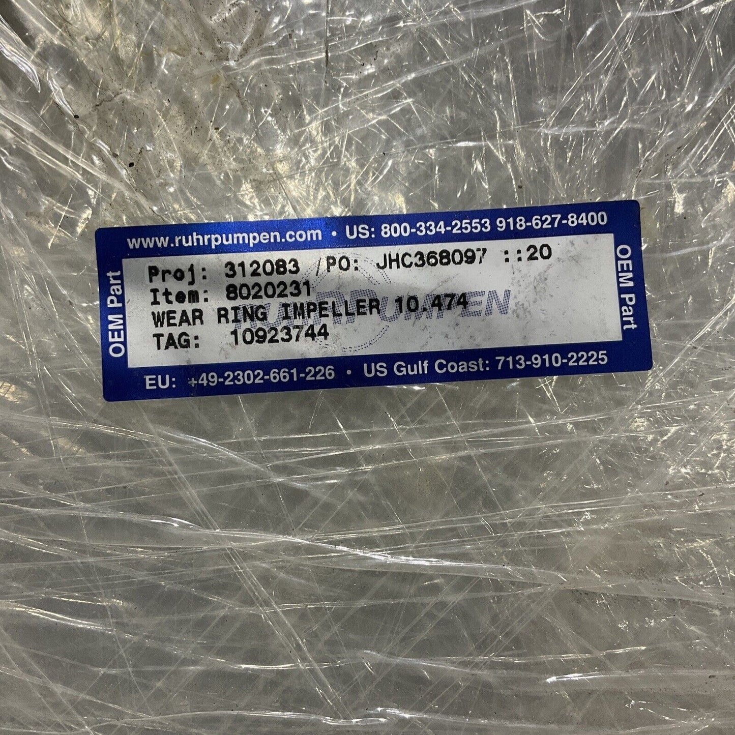 RHURPUMPEN 8020231 WEAR RING IMPELLER 10.474 678