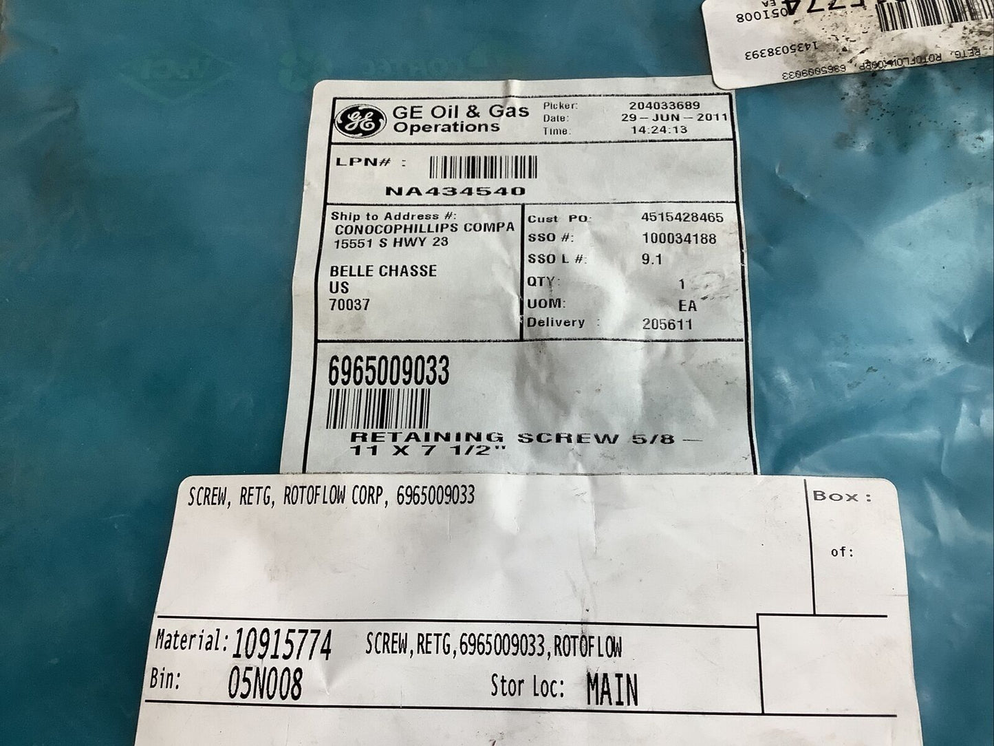 ROTOFLOW CORP 6965009033 RETAINING SCREW 678