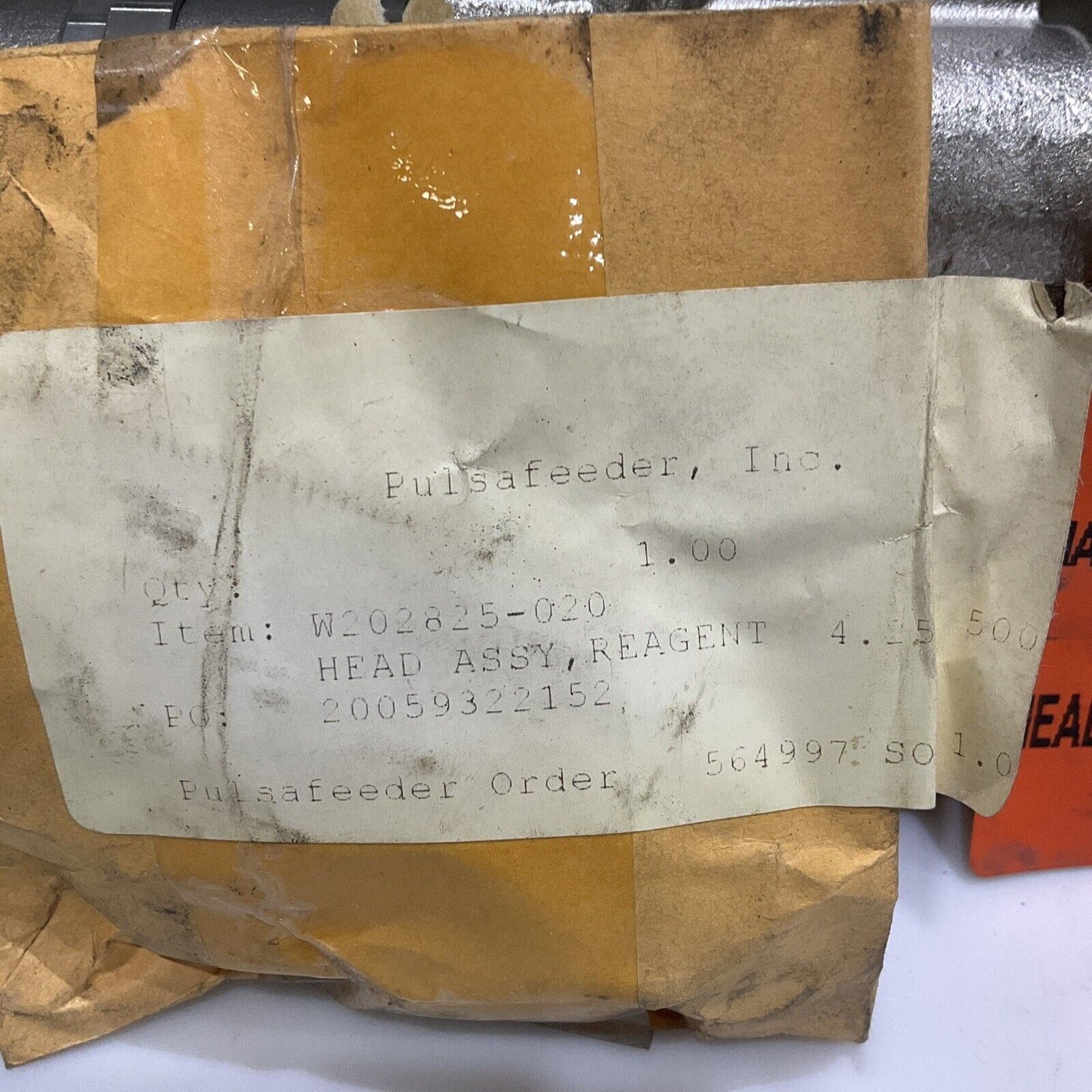 PULSAFEEDER W202825-020 REAGENT HEAD ASSEMBLY 678