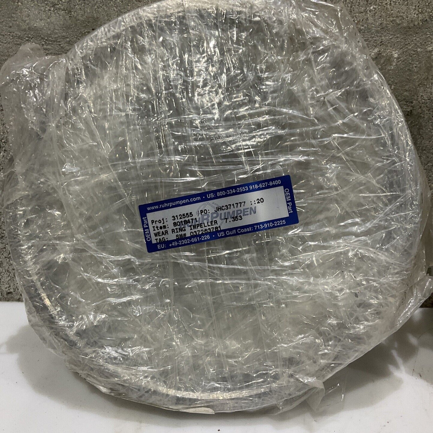 RUHRPUMPEN 8018471 WEAR RING IMPELLER 7.353 678 LOT OF 2