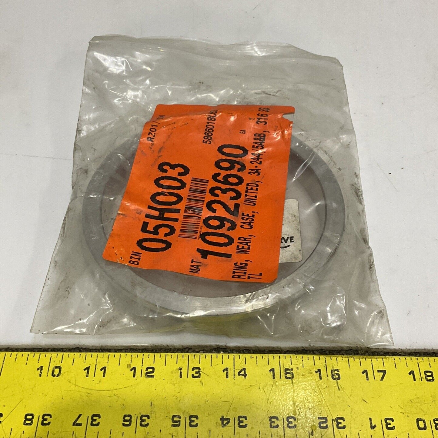 UNITED 3A-244 XC3A3544 WEAR RING 5.5 SST 316 WEAR CAST RING 678