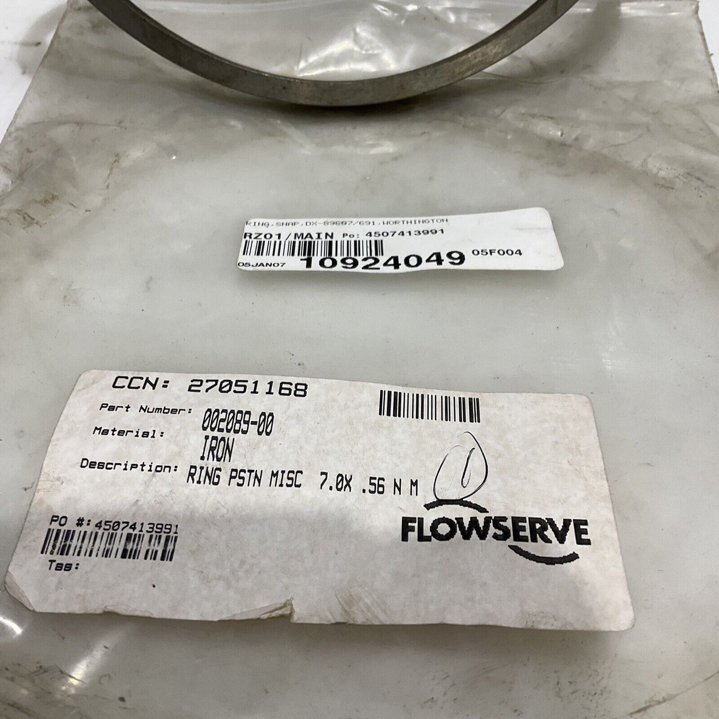 FLOWSERVE 002089-00 IRON PISTON RING 7 X .56 678