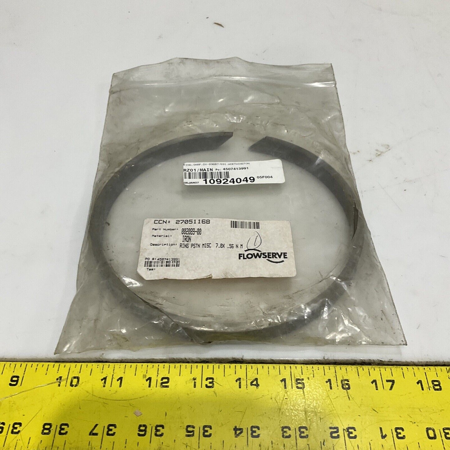 FLOWSERVE 002089-00 IRON PISTON RING 7 X .56 678