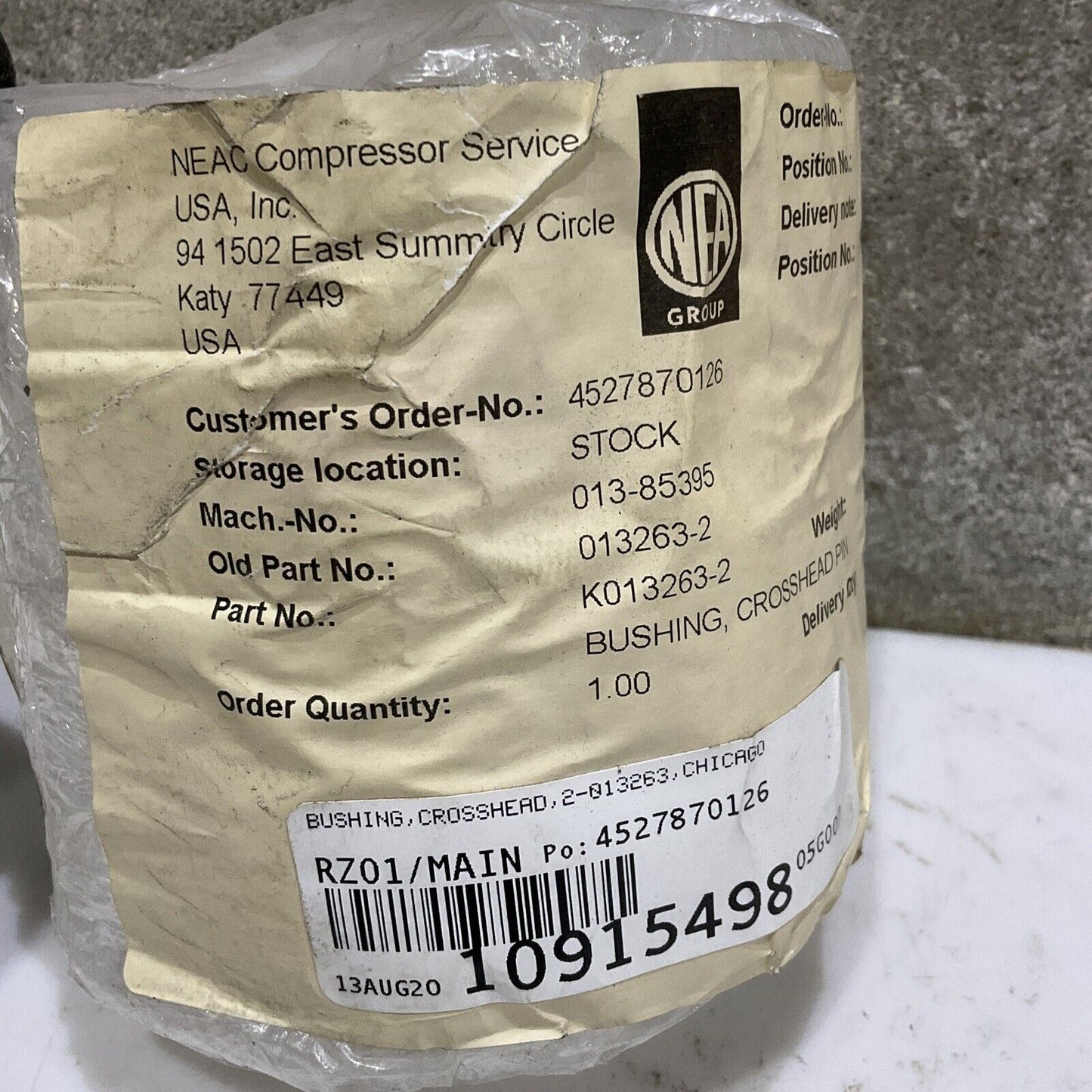 NEAC COMPRESSOR SERVICE K013263-2 CROSSHEAD PIN BUSHING 678