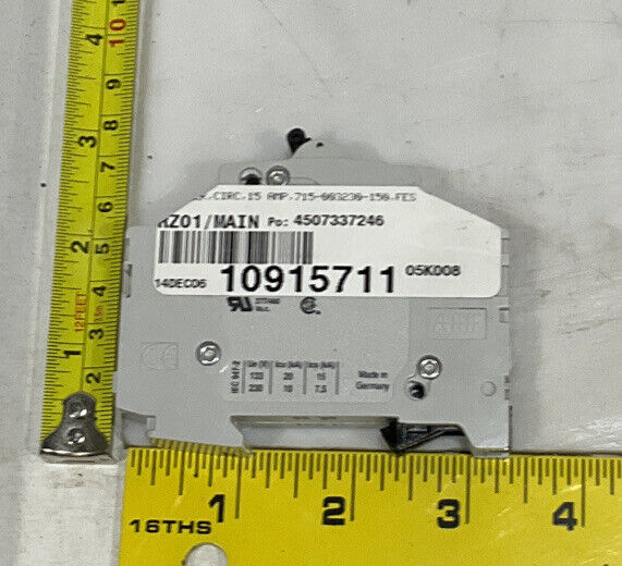 S201-K15 ABB FES INTERNATIONAL CO 715-003230-150 CIRCUIT BREAKER 15 AMP