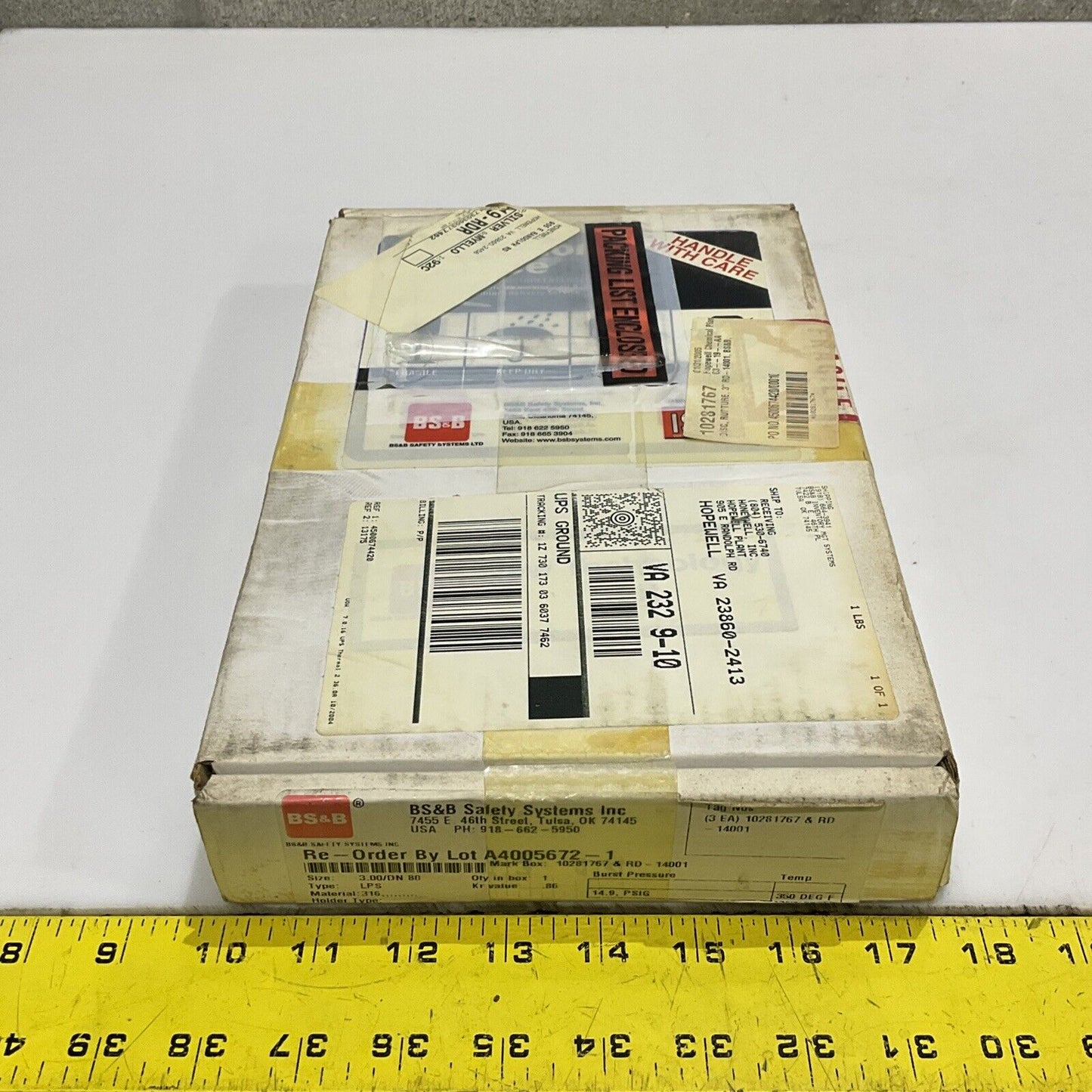 BS&B 10281767 A4005672-1 REVERSE BUCKLING RUPTURE DISK 3 IN LPS 14.5 PSIG 555