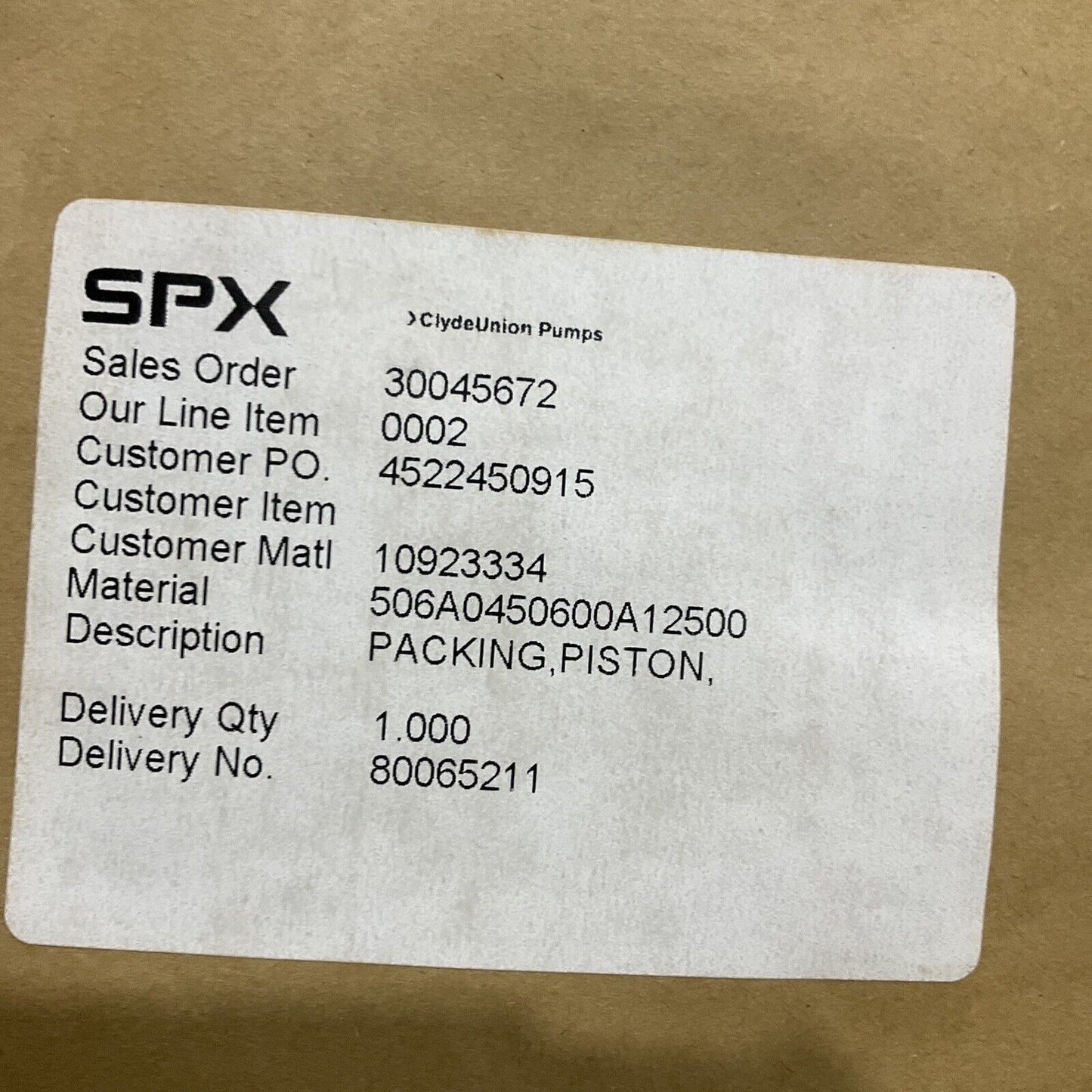 SPX CLYDE UNION PUMPS 30045672 PISTON PACKING 678