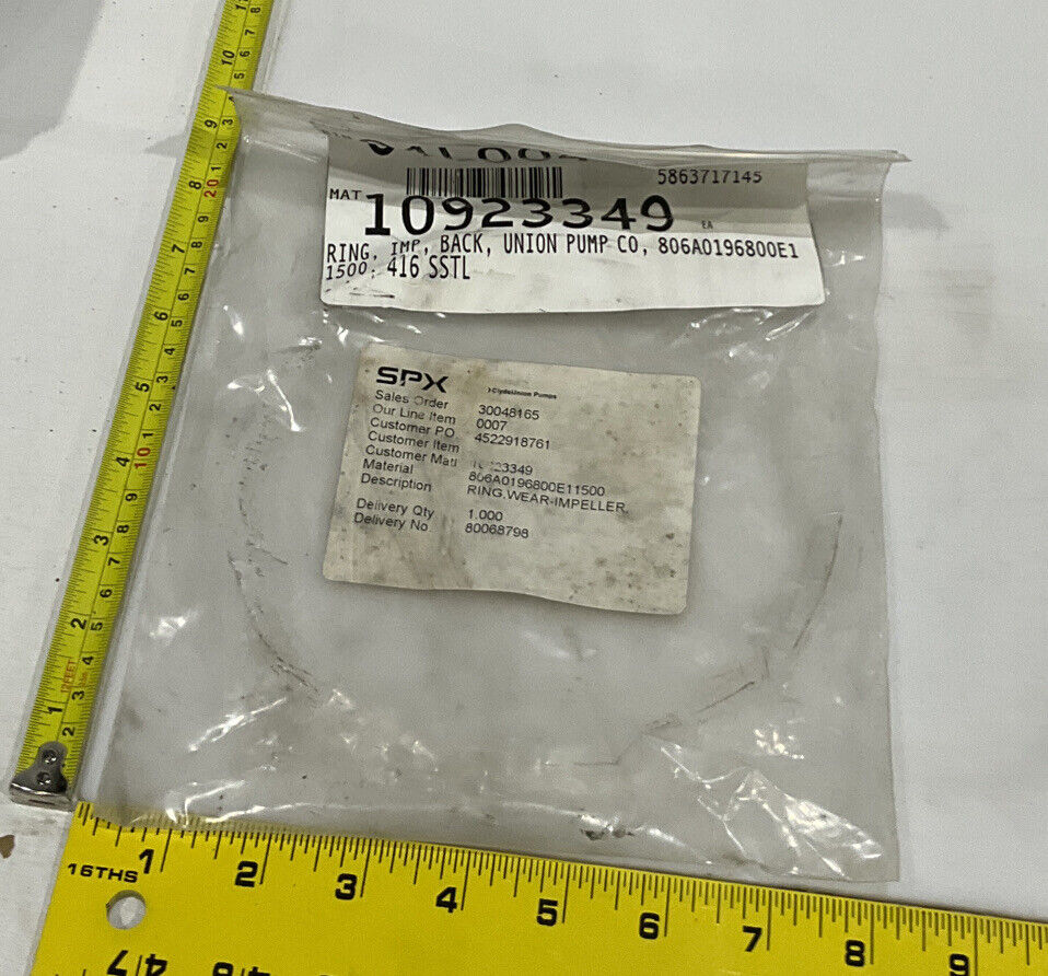 UNION PUMP CO 806A196800E11500 IMPELLER BACK RING SPX