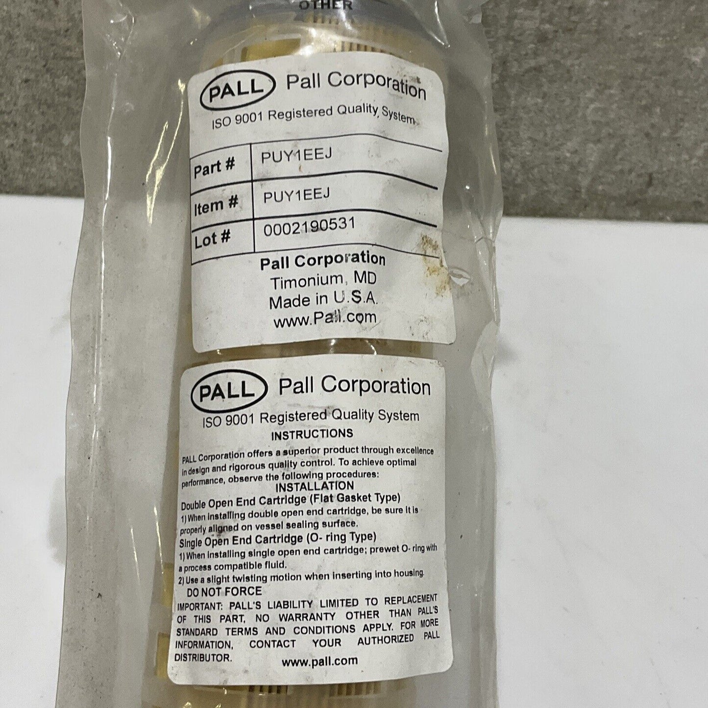PALL PUY1EEJ FILTER CARTRIDGE 678