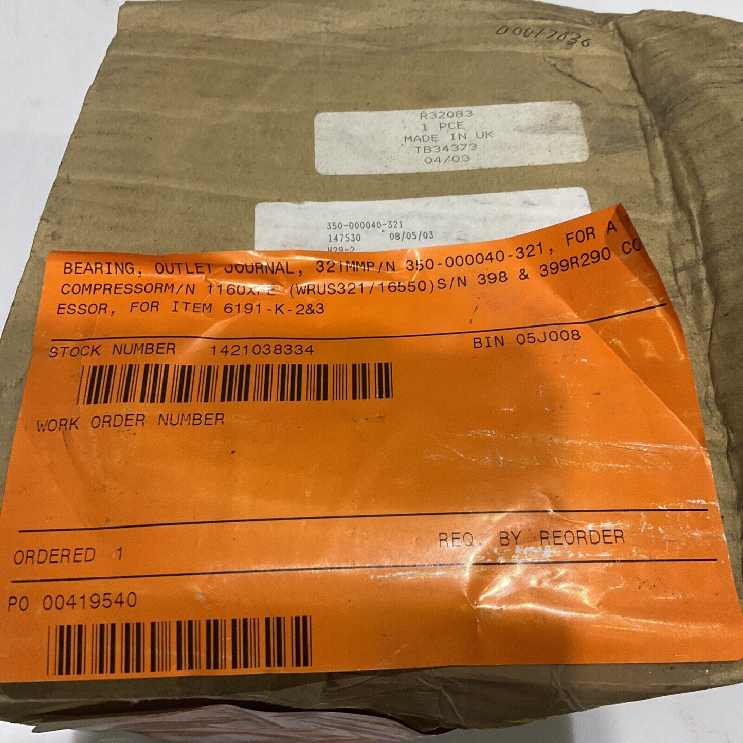 FES INTL 350-000040-321 R32083 147530 H29-2 OUTLET BEARING JOURNAL 678