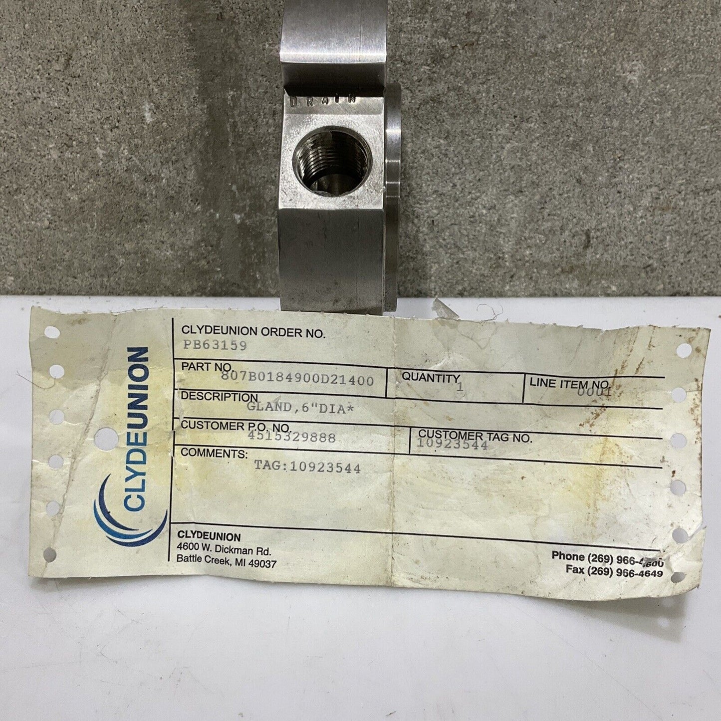 CLYDE UNION 807B0184900D21400 GLAND 6 IN OD 678