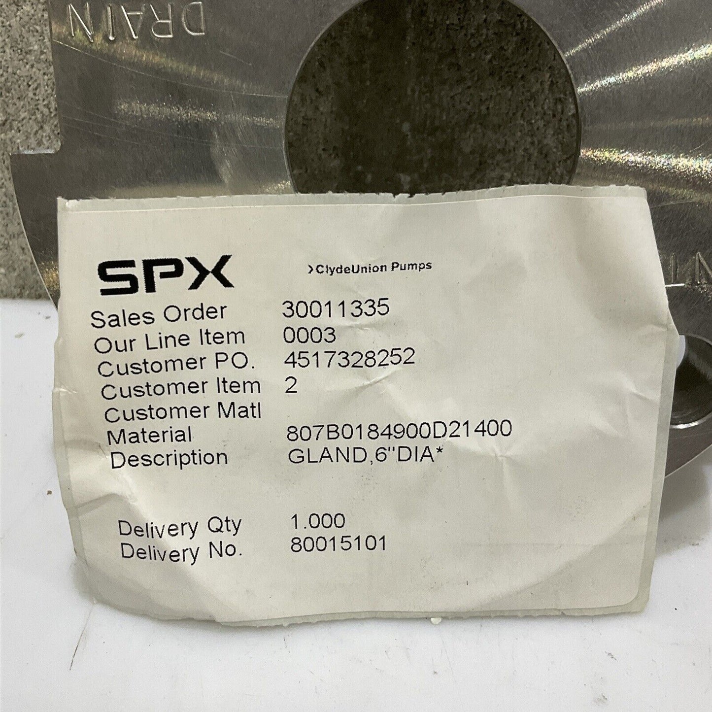 CLYDE UNION PUMP 007B0184900D21400 GLAND SEAL 6 IN OD 678