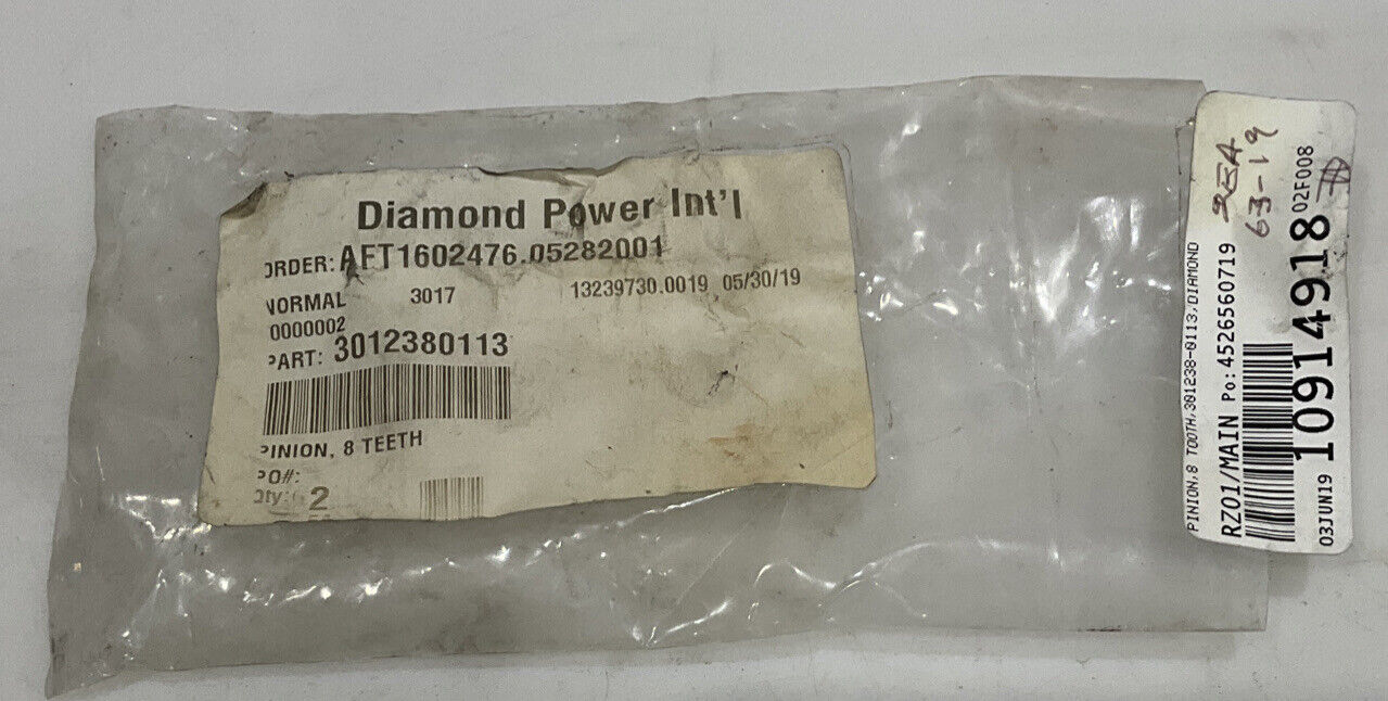 DIAMOND POWER INT’L 3012380113 DIAMOND 8 TOOTH PINION 678