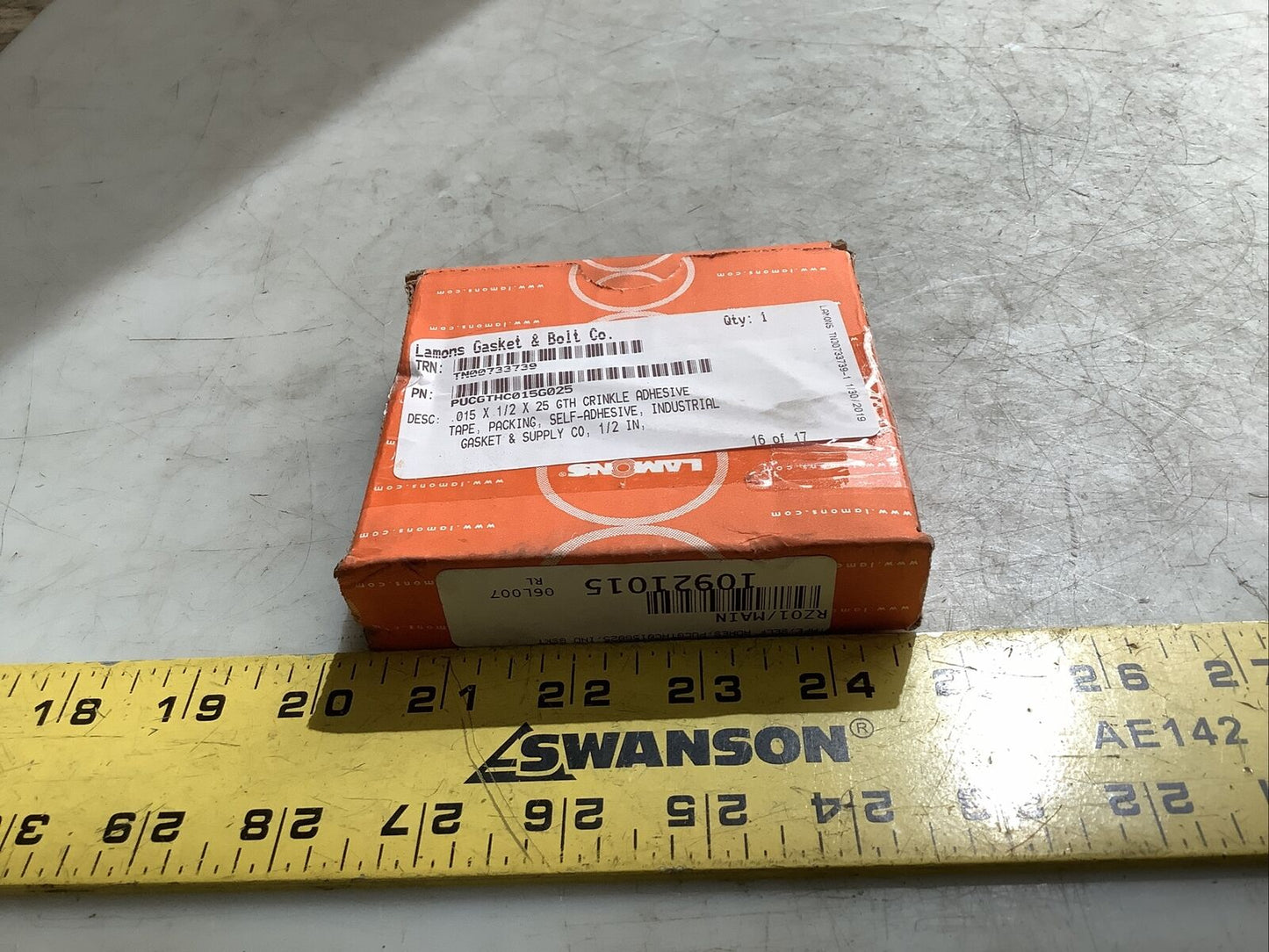 LAMONS PUCGTHC015G025 CRINKLE ADHESIVE TAPE 0.015IN X 1/2IN X 25' 678