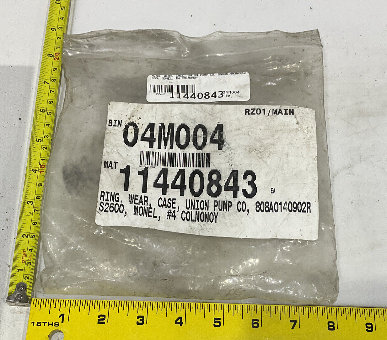 UNION PUMP CO 808A0140902RS2600 MONELY #4 COLMONOY CASE WEAR RING 678