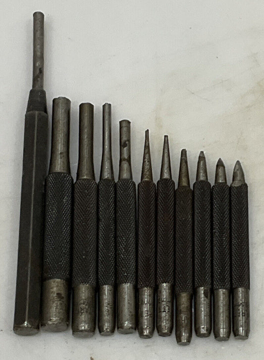 STARRETT STEEL PIN PUNCH LOT OF 11