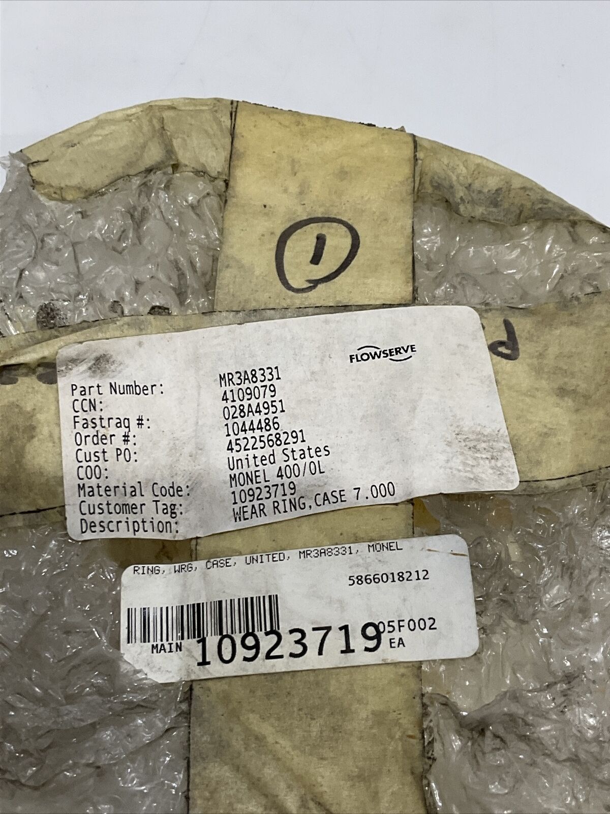 FLOWSERVE MR3A8331 WEAR RING CASE 678