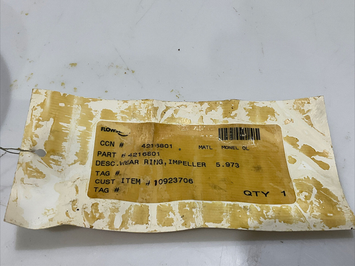 MONEL 4216801 MS3A6927AUN04B IMPELLER WEAR RING FLOWSERVE 10923706 5.973" 678