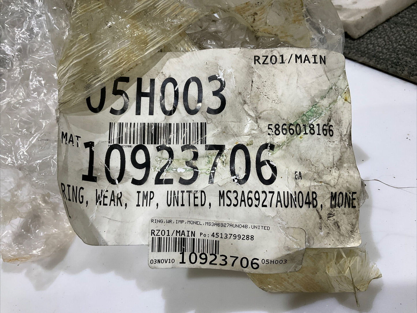 MONEL 4216801 MS3A6927AUN04B IMPELLER WEAR RING FLOWSERVE 10923706 5.973" 678