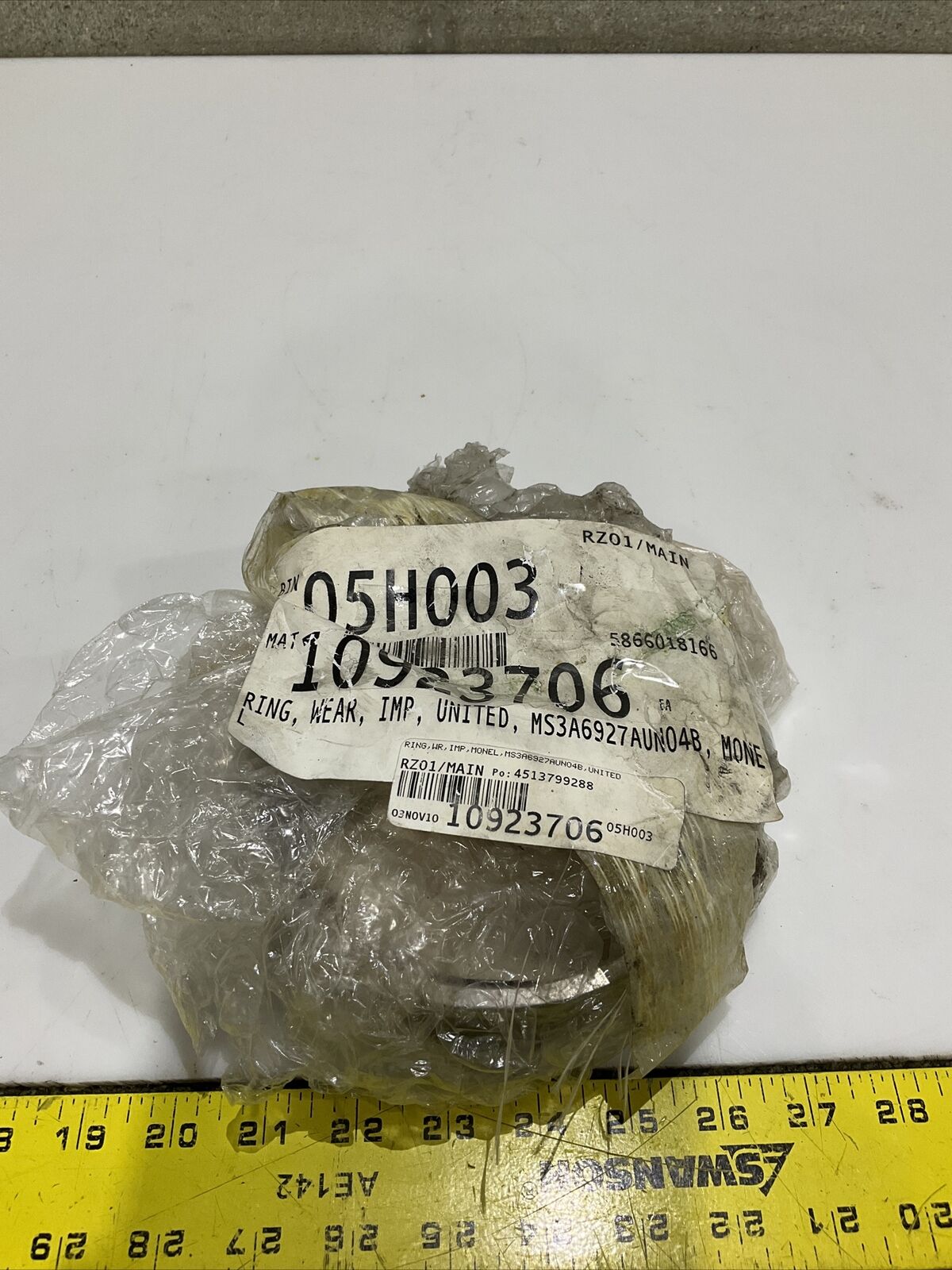 MONEL 4216801 MS3A6927AUN04B IMPELLER WEAR RING FLOWSERVE 10923706 5.973" 678