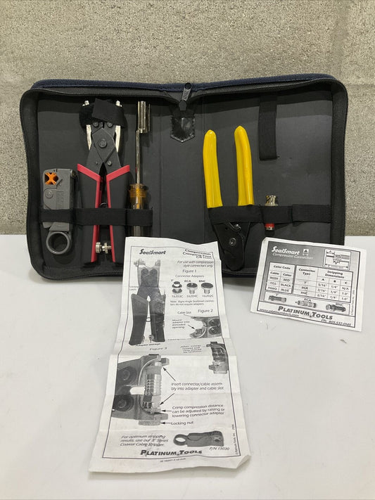 PLATINUM TOOLS 90134 SEALSMART PRO COMPRESSION COAX BNC RCA KIT W/ ZIP CASE TWD